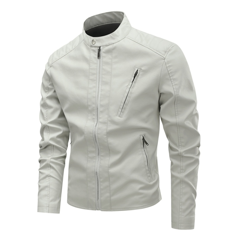 Men'S Fashion Leather Jacket - 가을 남성용 PU 가죽 재킷 패션