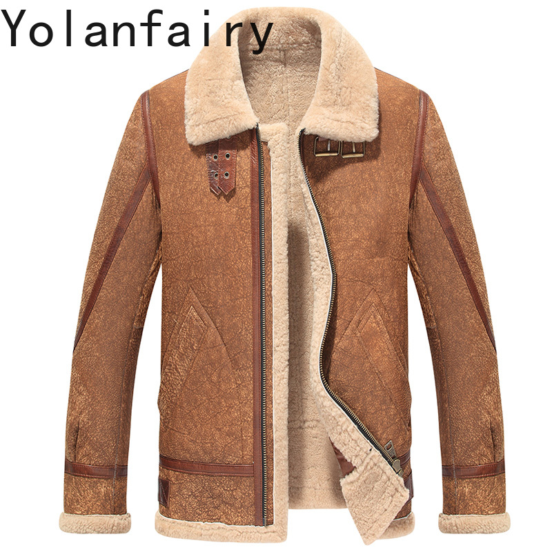 Men'S Fashion Leather Jacket - YOLANFAIRY 남성용 진짜 가죽 재킷 겨울