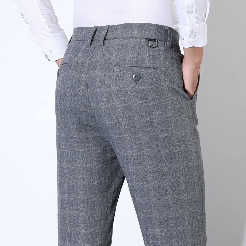 Men'S Dress Pants Fashion - 코튼 격자 무늬 스트라이프 클래식 정장
