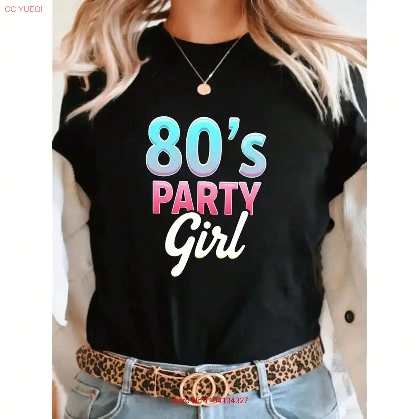 Mens Fashion In The 80S - 여성 80년대 소녀 파티 패턴 티셔츠