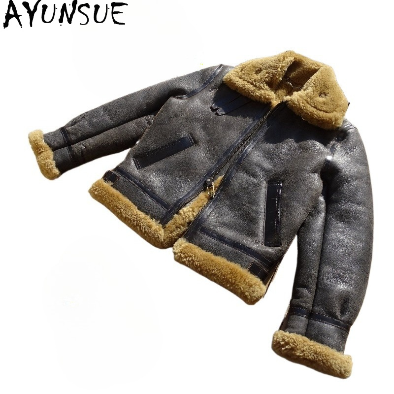 Men'S Fashion Leather Jacket - AYUNSUE 천연 양모 모피 코트 남자