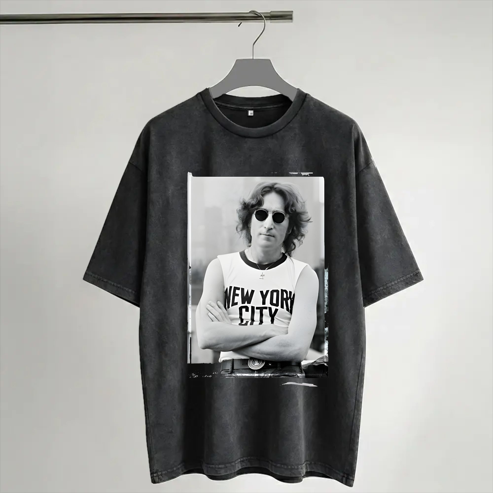 Men'S Fashion New York - 하라주쿠 워시드 셔츠 존 레논 1972