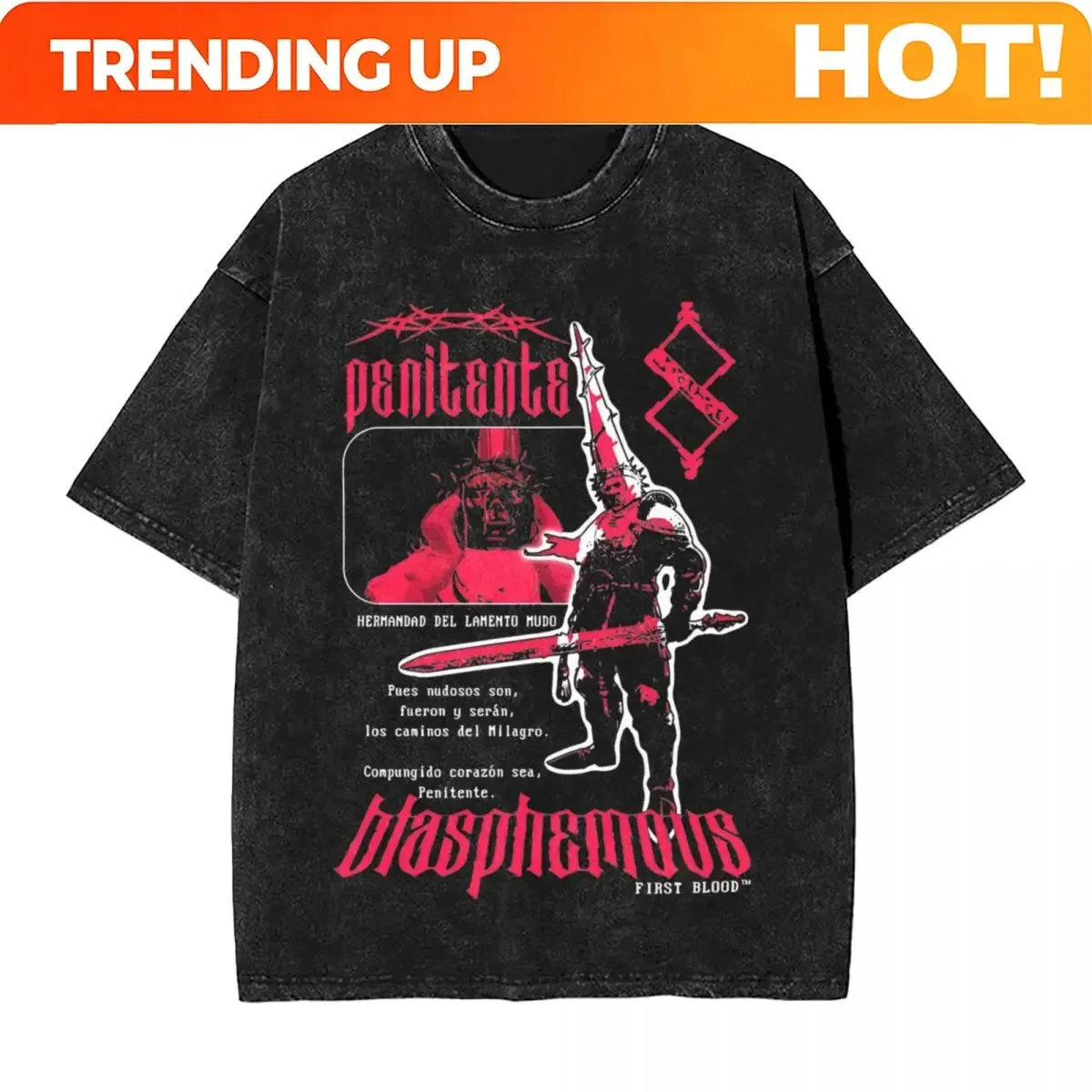 Men'S Fashion Oversized T Shirt - 맞춤형 오버사이즈 워싱 티셔츠 사일런트 힐