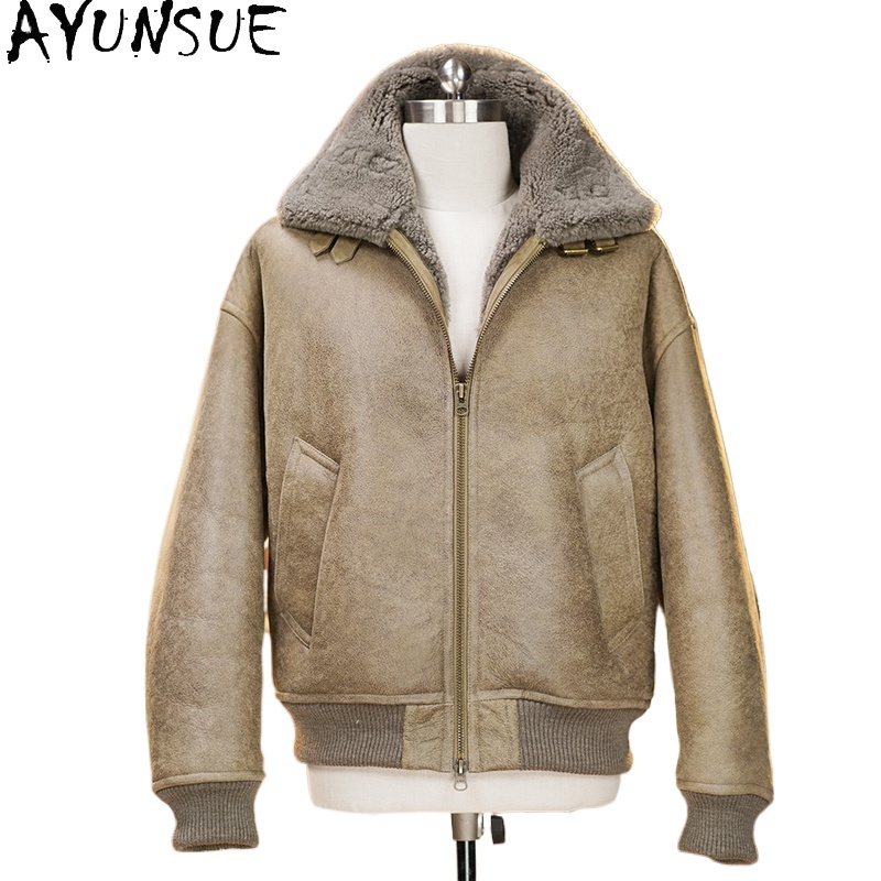 Men'S Fashion Leather Jacket - AYUNSUE 고급 천연 모피 코트 남성