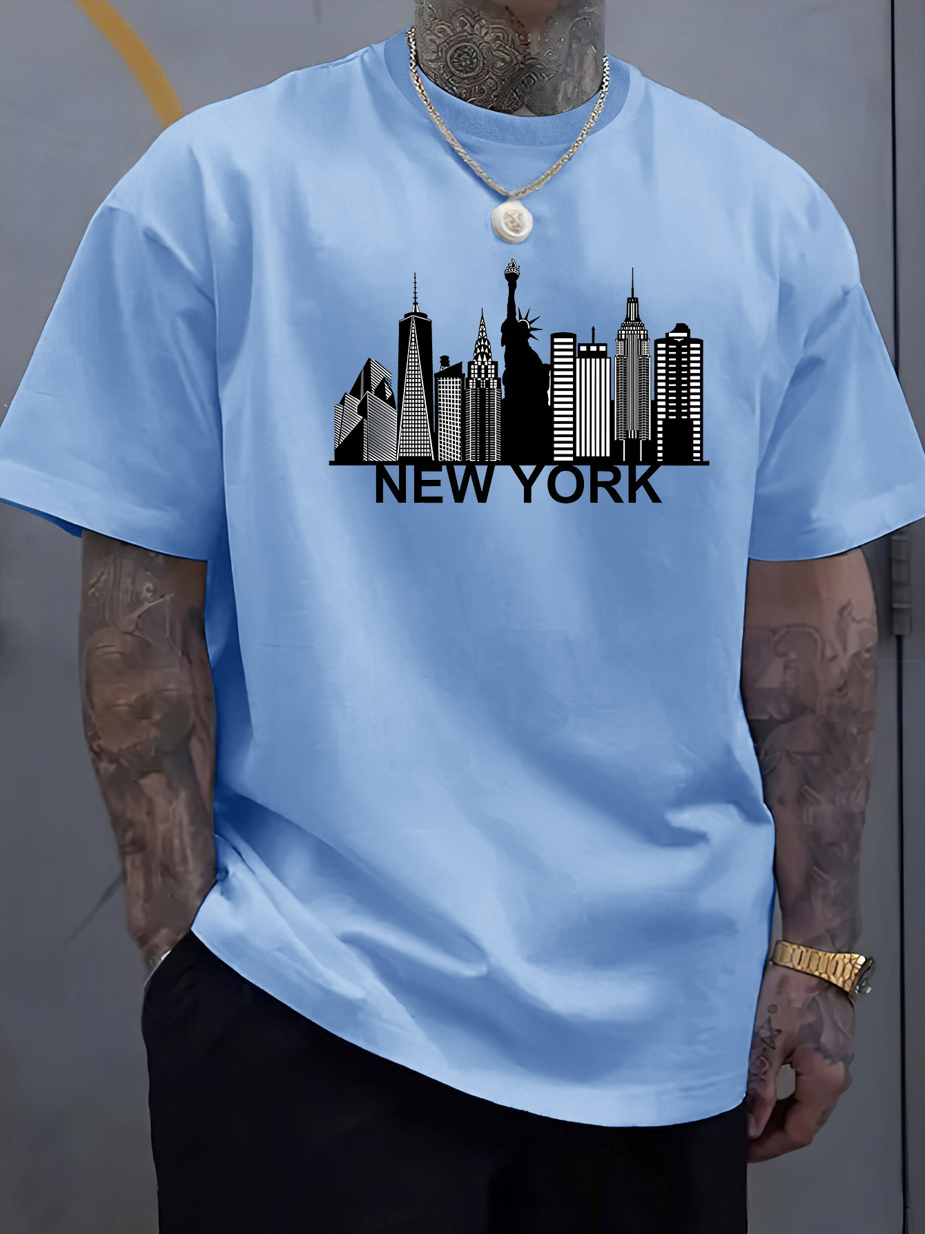 Men'S Fashion New York - 면 소재 남성용 뉴욕 시티 패턴