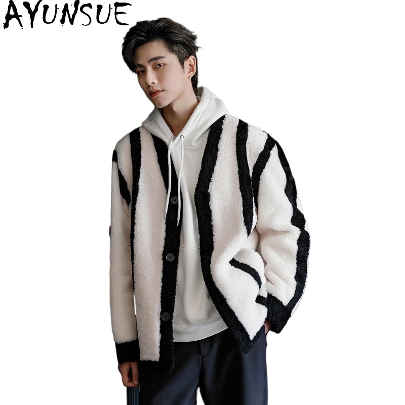 Men'S Fashion Leather Jacket - AYUNSUE 새로운 패션 리얼 모피 코트