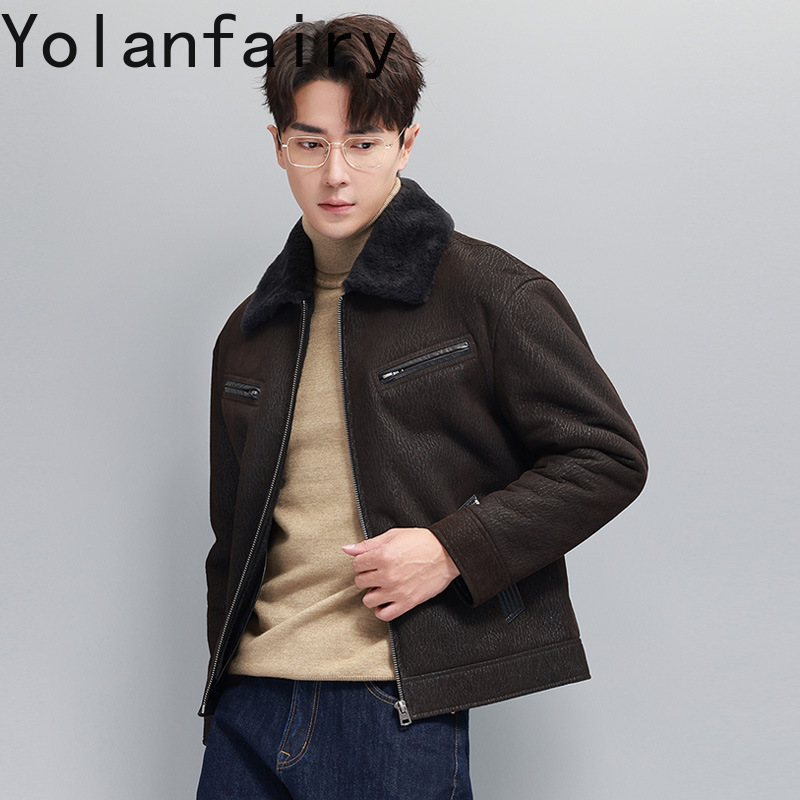 YOLANFAIRY 빈티지 패션 천연 모피 코트 남자  - Men'S Fashion Leather Jacket 리뷰 및 가격
