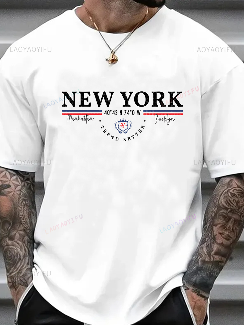 뉴욕 레터 그래픽 티 유니섹스 빈티지 어반 스트리트웨어 - Men'S Fashion New York 리뷰 및 가격
