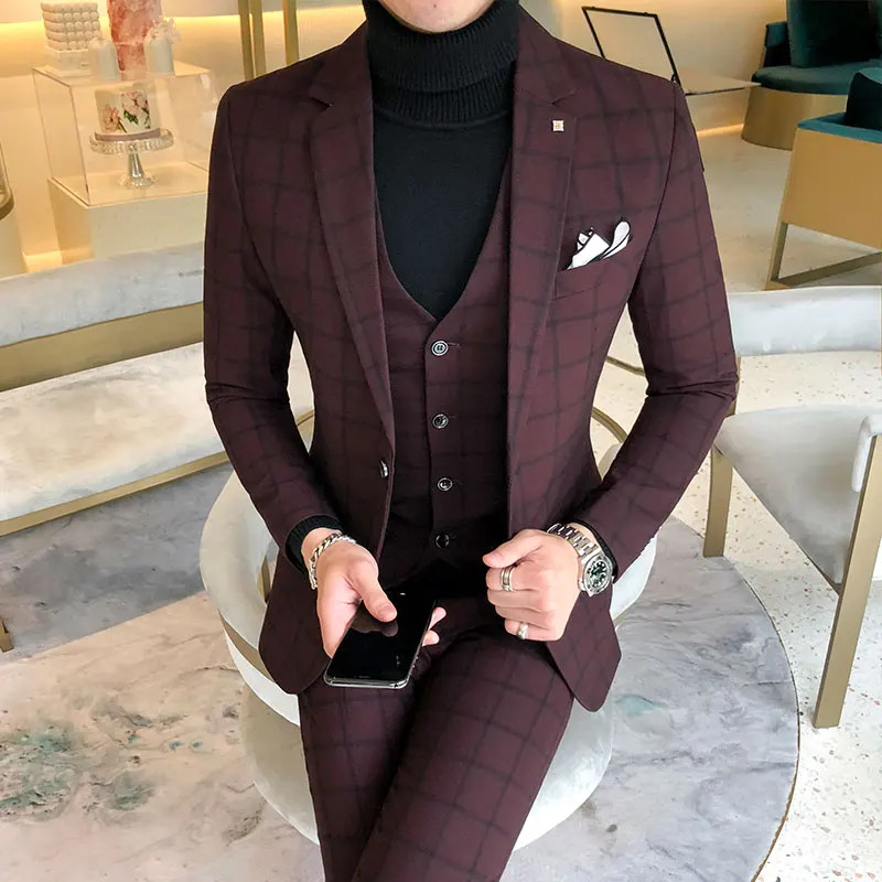 블레이저 및 조끼 및 바지 및 부티크 패션 남성용 격자 - Men'S Dress Pants Fashion 리뷰 및 가격
