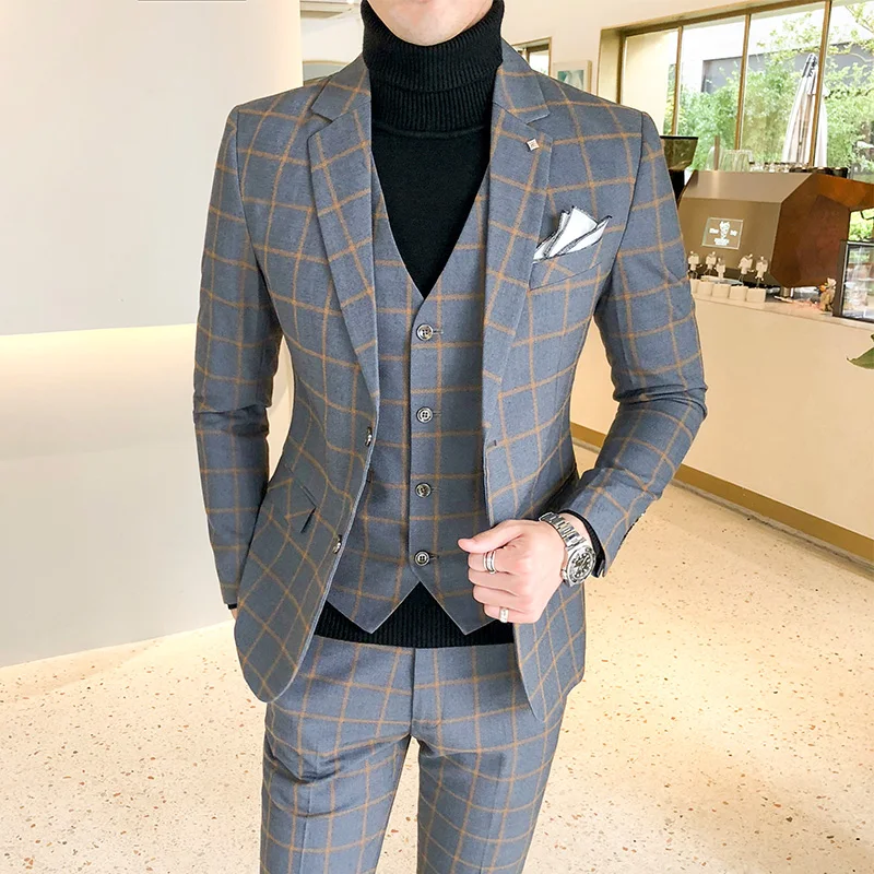블레이저 및 조끼 및 바지 및 부티크 패션 남성용 격자 - Men'S Dress Pants Fashion 리뷰 및 가격