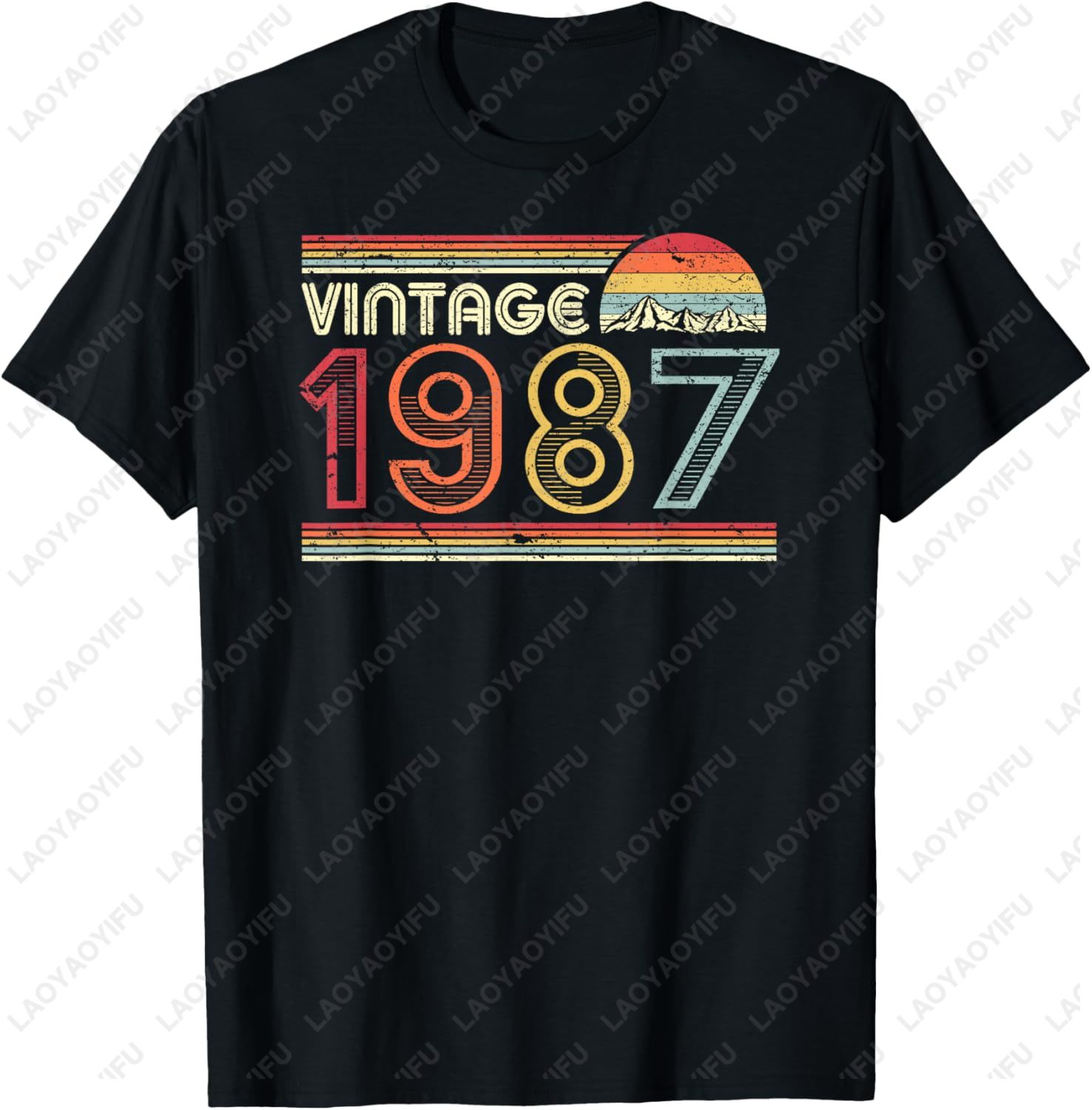 1987 빈티지 생일 선물 티셔츠 레트로 스타일 선셋  - Mens Fashion In The 80S 리뷰 및 가격