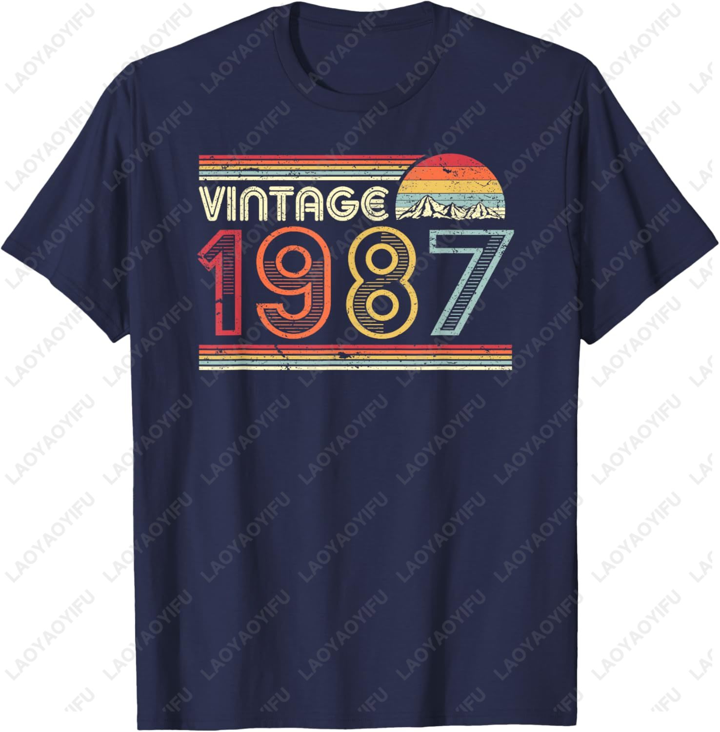 1987 빈티지 생일 선물 티셔츠 레트로 스타일 선셋  - Mens Fashion In The 80S 리뷰 및 가격