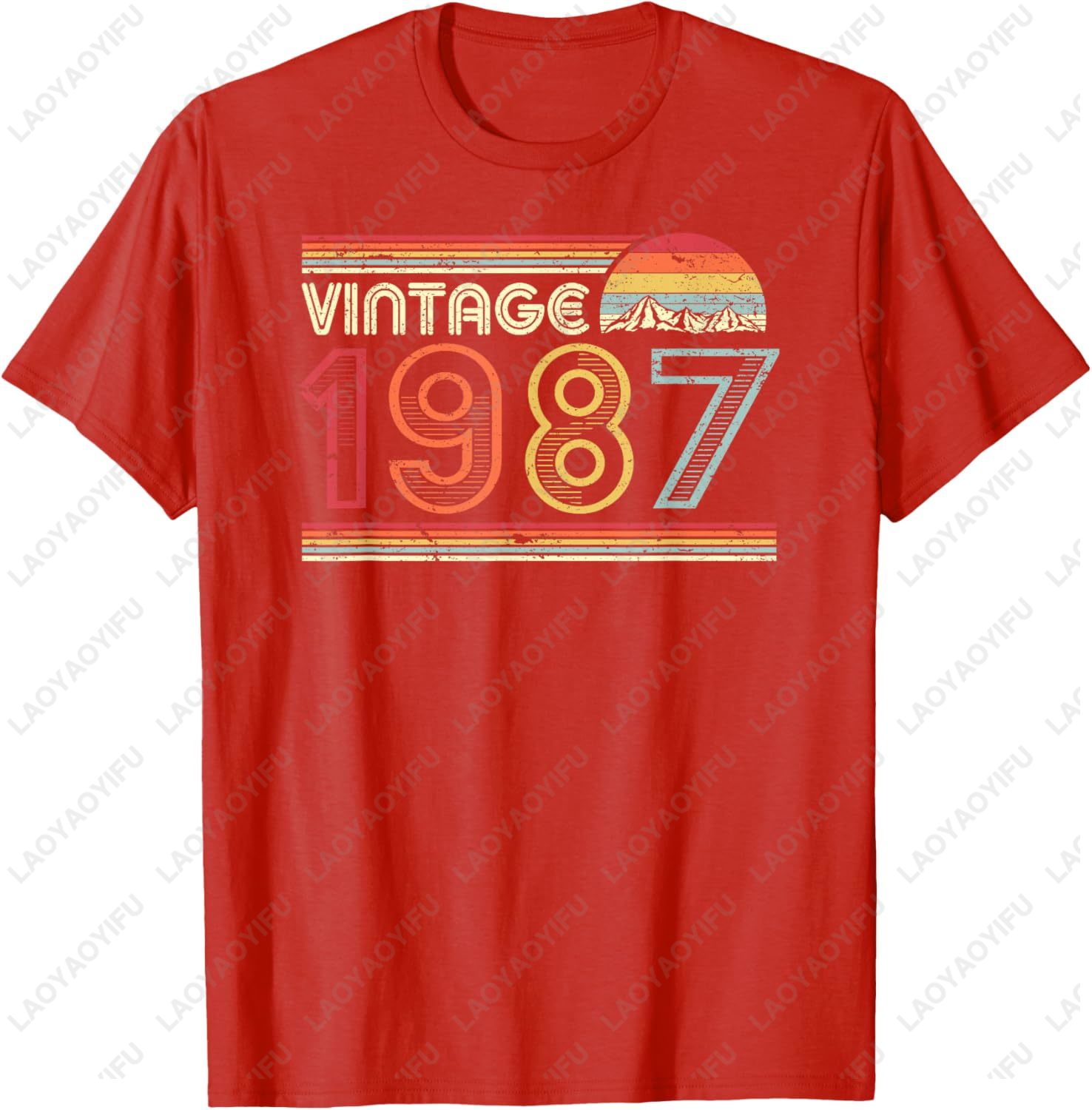1987 빈티지 생일 선물 티셔츠 레트로 스타일 선셋  - Mens Fashion In The 80S 리뷰 및 가격