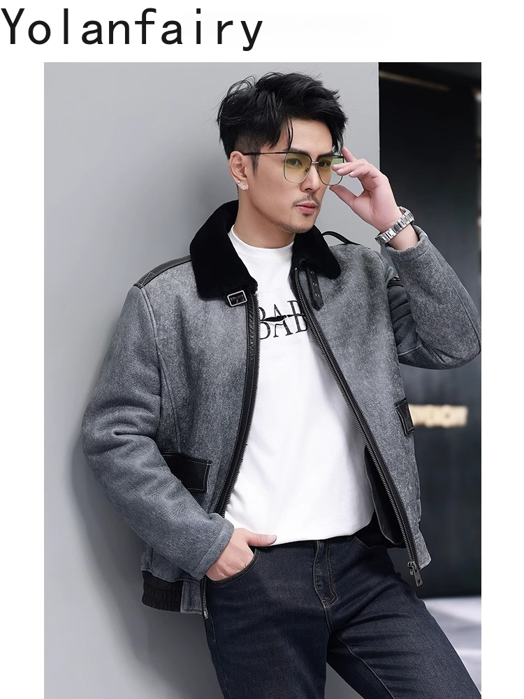 YOLANFAIRY 짧은 천연 모피 코트 남자 패션 정 - Men'S Fashion Leather Jacket 리뷰 및 가격