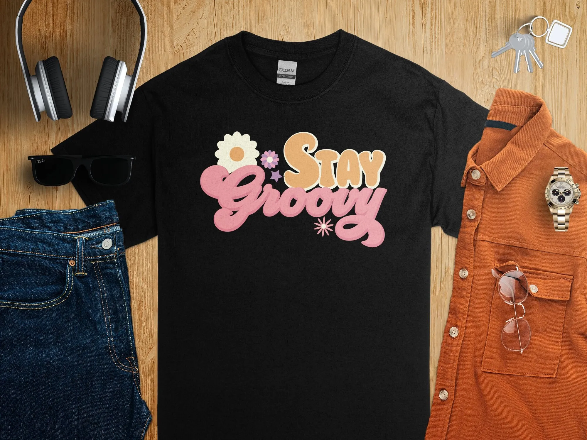 Stay Groovy 레트로 스타일 티셔츠 빈티지 히피 - Men'S Fashion 70S 리뷰 및 가격