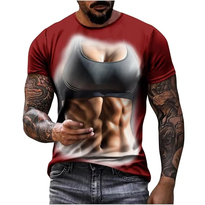 새로운 재미있는 근육 패턴 3D 프린트 남성용 반팔 티 - Muscle Tee Workout 리뷰 및 가격