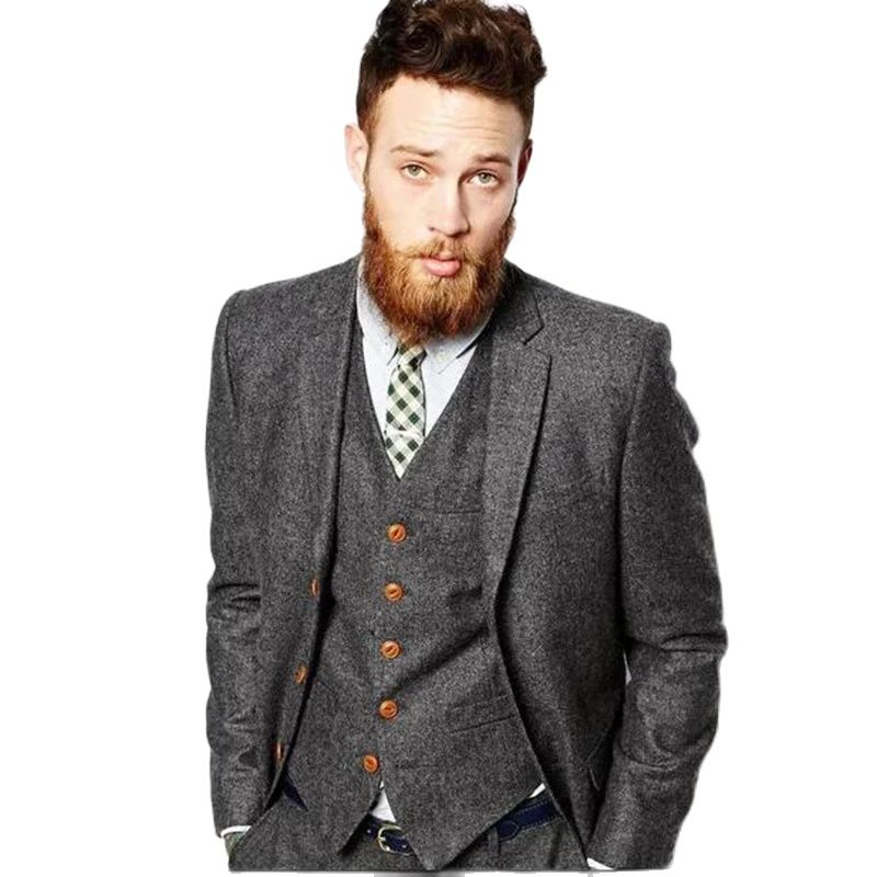 그레이 헤링본 트위드 겨울 남성 정장 웨딩 2025 신 - Men'S Dress Pants Fashion 리뷰 및 가격