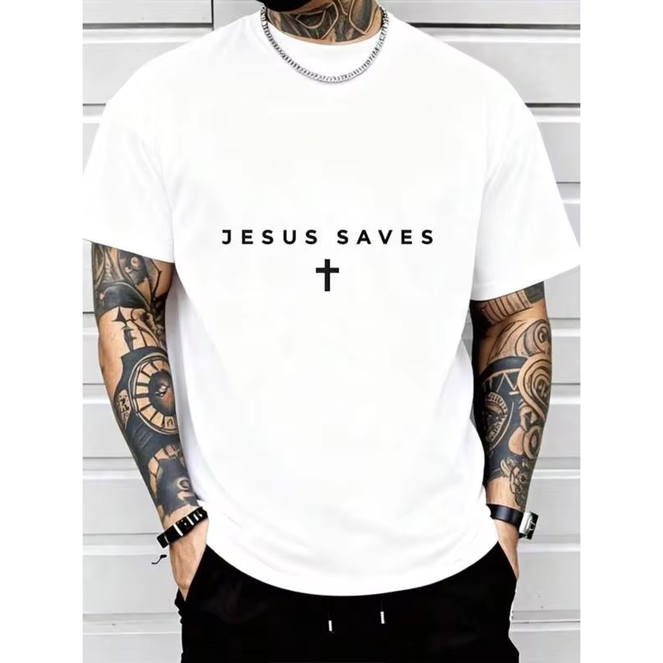 남성용 그래픽 오버사이즈 크루넥 코튼 티셔츠, 예수가  - Men'S Fashion Oversized T Shirt 리뷰 및 가격