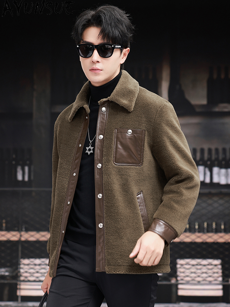 AYUNSUE 100% 울 코트 남성용 겨울 2025  - Men'S Fashion Leather Jacket 리뷰 및 가격